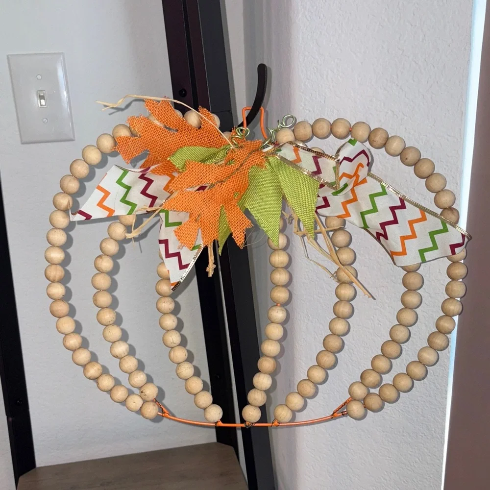 Wood Bead Pumpkin Wall Decor